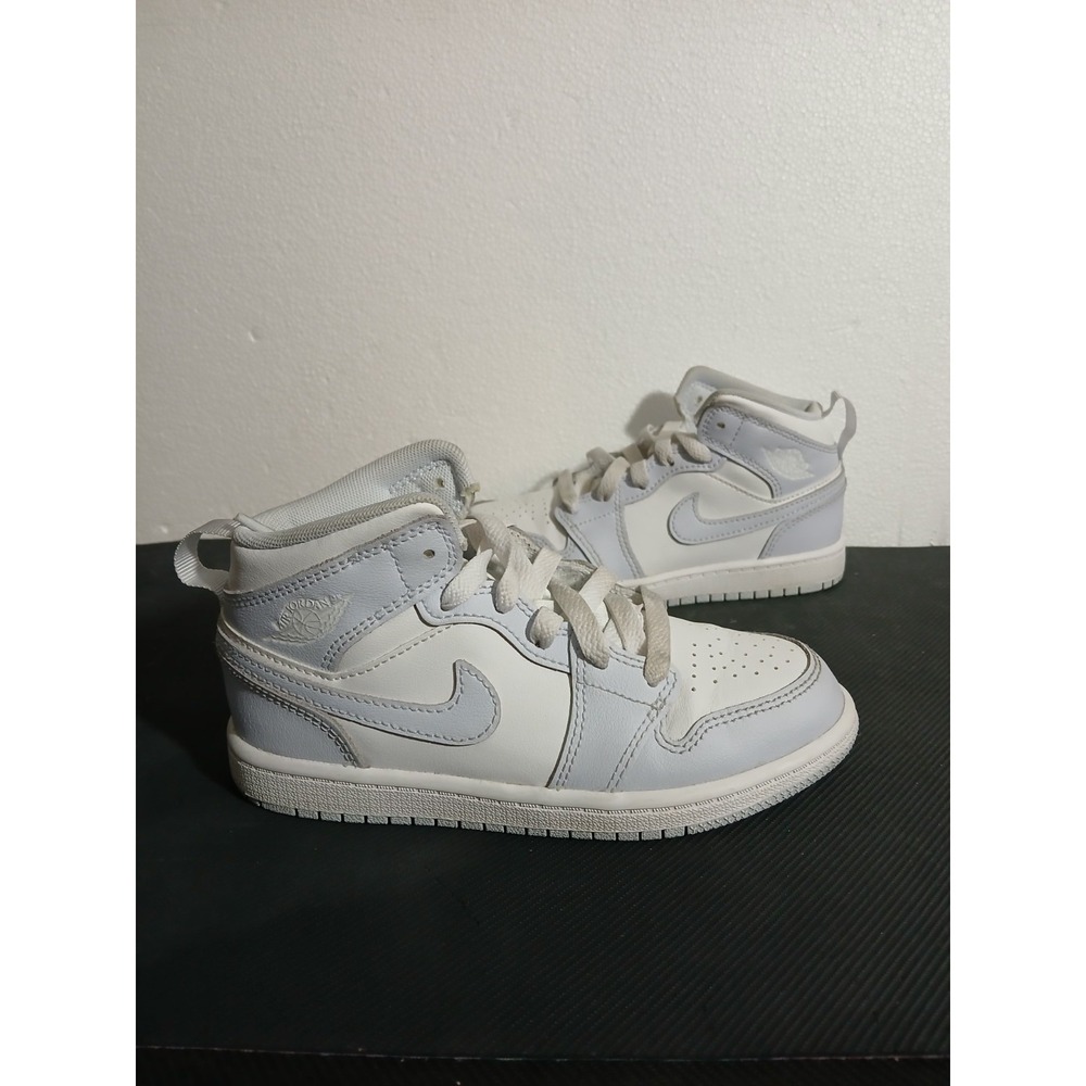 Jordan Air Jordan 1 Mid Shoes Toddler Size 13C White Blue Sneakers FD8781-400